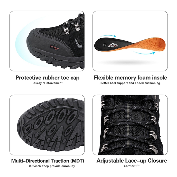 Men's Waterproof Low-Cut Hiking Shoes - BLACK GREY - 4